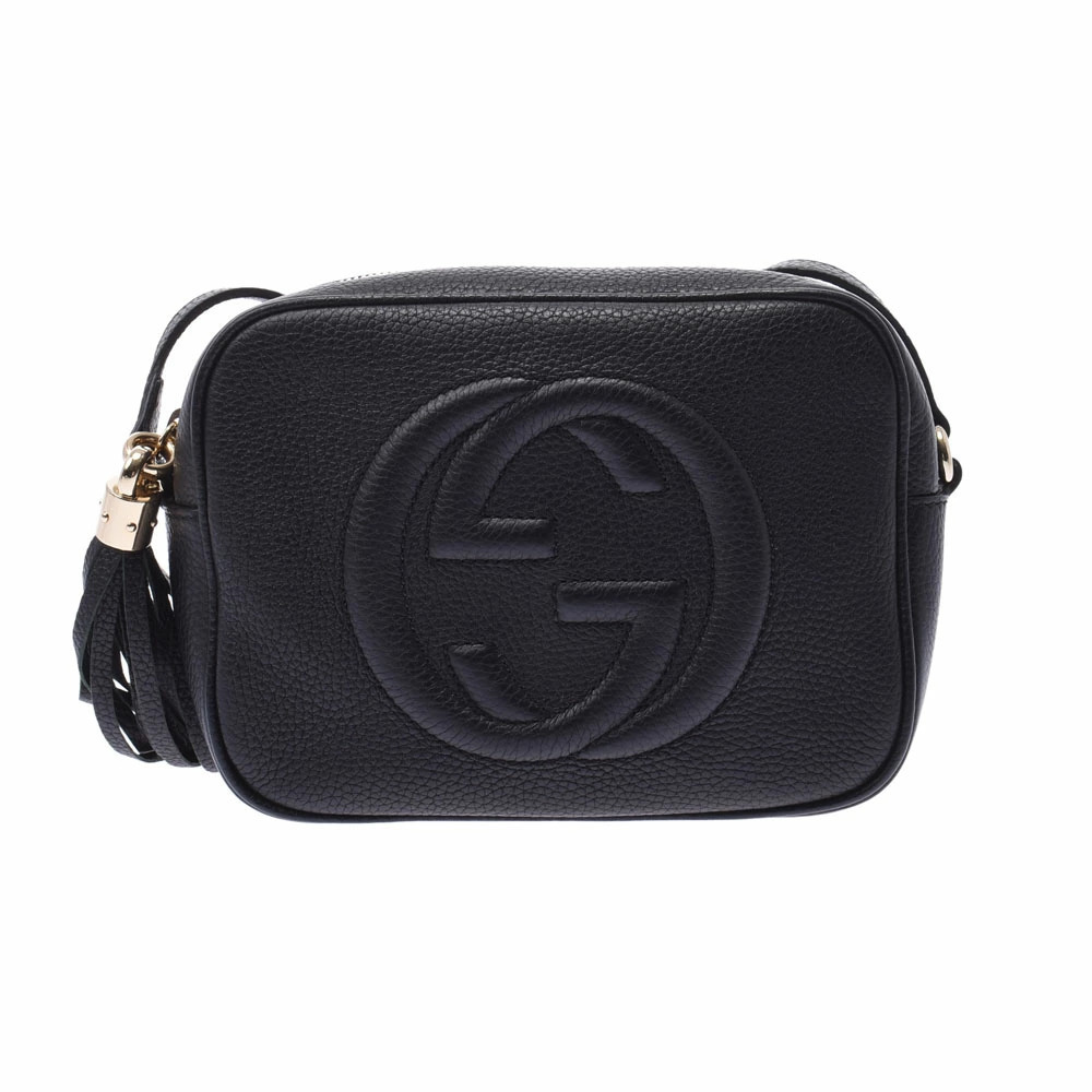 GUCCI Soho Disco Bag GG Black Leather Shoulder